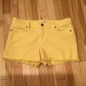 LOFT Sunny Yellow Frayed Hem Jean Shorts